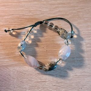 Moss Agate Adjustable Green Beaded String Bracelet